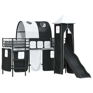 vidaXL Barns Lofteseng Svart 74,5 x 190 cm Metall