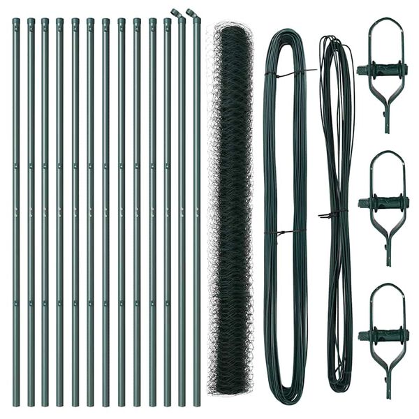 vidaXL Gjerdep&aring;le gr&oslash;nn 25 x 1,5 m (36 mm nett) St&aring;l