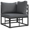 vidaXL Hagesofa Set med pute 3 pcs Svart Aluminium