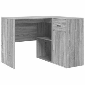 vidaXL Hj&oslash;rneskrivebord med skuff med d&oslash;r Gr&aring; Sonoma 102 x 88 x 75 cm