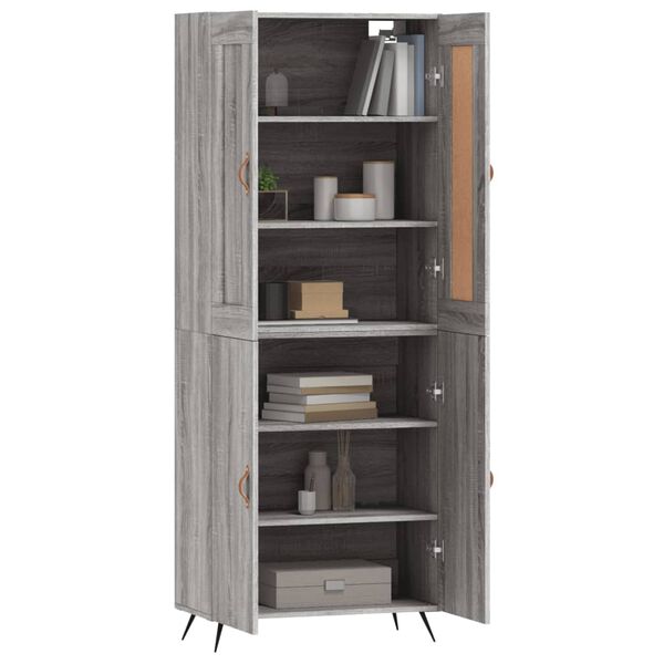 vidaXL Highboard gr&aring; sonoma 69,5x34x180 cm konstruert tre