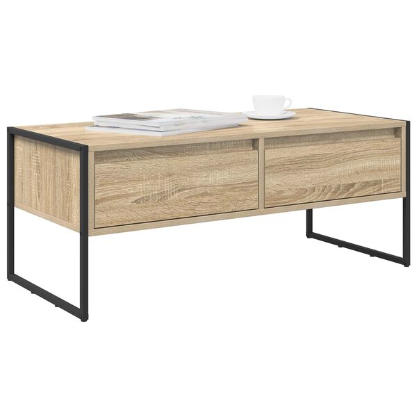 vidaXL Kaffebord med skuff Sonoma 100 x 46 x 40 cm Konstruert tre