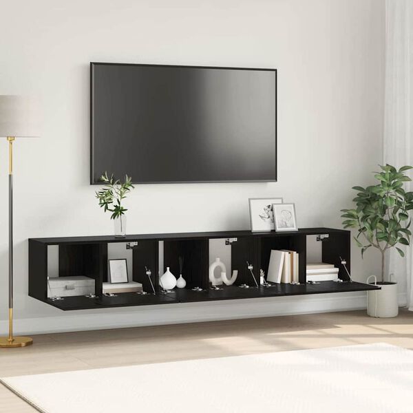 vidaXL TV-benksett 3 pcs Svart 60 x 30 x 30 cm Konstruert tre