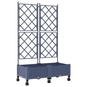 vidaXL Hageplanter med espalier og hjul 2 stk. Gr&aring; 80 x 40 x 131,5 cm