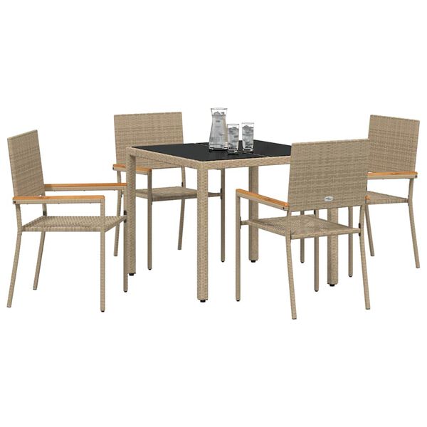 vidaXL Hage Spisegruppe 5 pcs Beige polyrotting