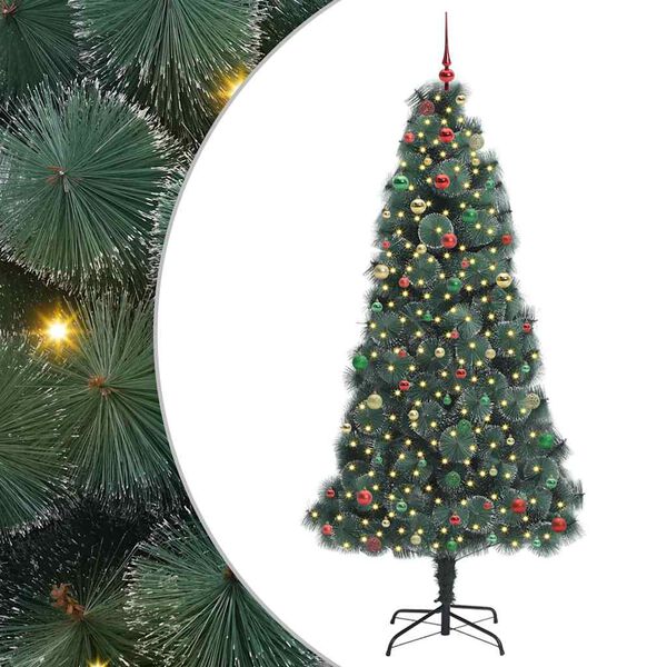 vidaXL Kunstig forlysest Christmas Tree med kulepakke gr&oslash;nn 240 cm PET