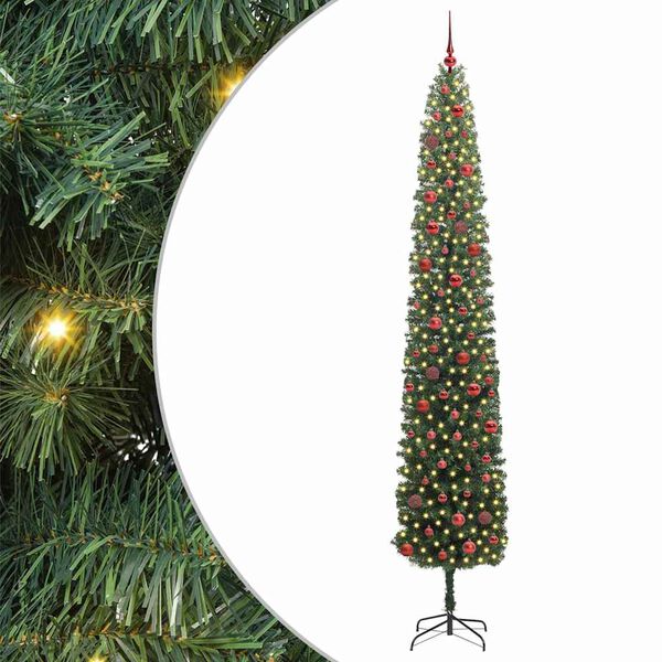 vidaXL Kunstig juletre med 300 LED grønn 270 cm PVC og stål og plast