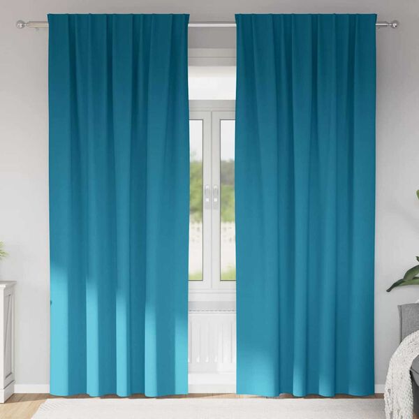 vidaXL M&oslash;rkleggende Gardiner med Ringer 2 pcs Turkis 245 x 140 cm