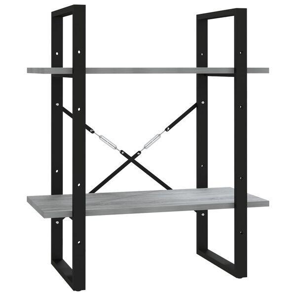 vidaXL Bokhylle 2 etasjer grå sonoma 60x30x70 cm konstruert tre