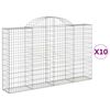 vidaXL Gabionkurver buede 10 stk 200x30x120/140 cm galvanisert jern