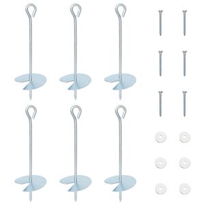 vidaXL Jordanker 6 pcs S&oslash;lv &Oslash;10 x 30 cm Galvanisert metall