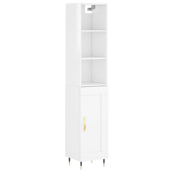 vidaXL Highboard h&oslash;yglans hvit 34,5x34x180 cm konstruert tre
