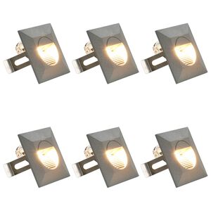 vidaXL Utend&oslash;rs LED-vegglamper 6 stk 2 W s&oslash;lv firkantet