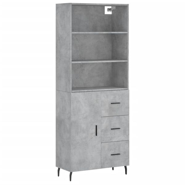 vidaXL Highboard betonggr&aring; 69,5x34x180 cm konstruert tre