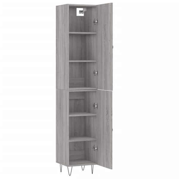 vidaXL Highboard grå sonoma 34,5x34x180 cm konstruert tre