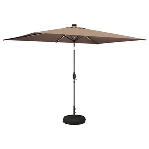 vidaXL Hageparasol med LED-lamper og fot 200 x 300 cm Polyester