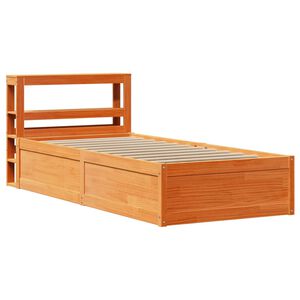 vidaXL Sengeramme med hodegavl voksbrun 75x190 cm heltre furu