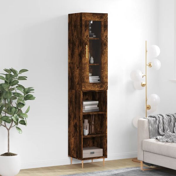 vidaXL Highboard r&oslash;kt eik 34,5x34x180 cm konstruert tre