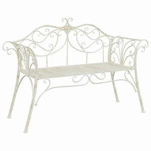 vidaXL Hagebenk 2-Antall seter 130 x 47 x 90 cm St&aring;l Antikk hvit