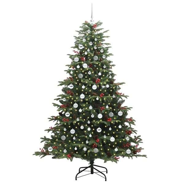 vidaXL Kunstig juletre med 300 LED gr&oslash;nn 210 cm PVC og Metall og Plast