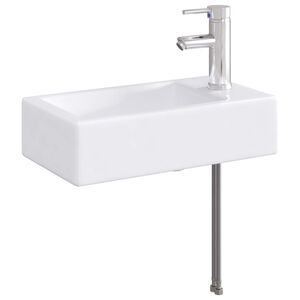 vidaXL Baderomsvask med kran og avl&oslash;p Krom 45,5 x 25,5 x 13 cm