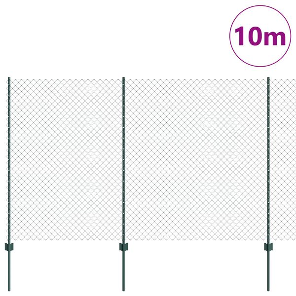 vidaXL Gjerde med stolpe gr&oslash;nn 1,6 x 10 m St&aring;l og PVC
