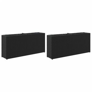 vidaXL Plantekasser med 2 potter 2 stk svart 90x20x40 cm polyrotting