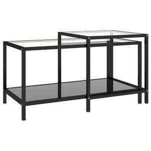 vidaXL Tebord 2 stk herdet glass svart