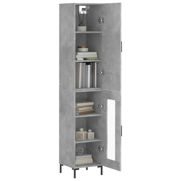 vidaXL Highboard betonggr&aring; 34,5x34x180 cm konstruert tre
