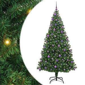 vidaXL Kunstig juletre med 300 LED gr&oslash;nn 210 cm PVC og St&aring;l og Plast