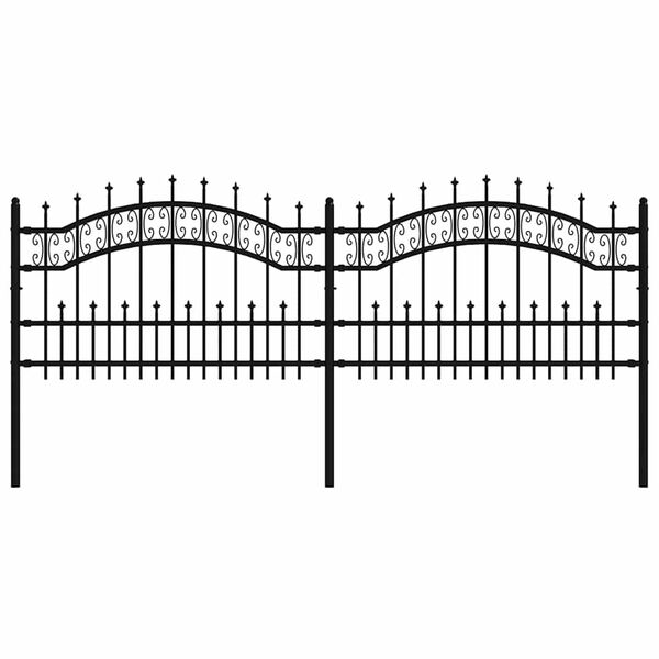 vidaXL Hagegjerde med spydtopp svart 240x75 cm pulverlakkert st&aring;l