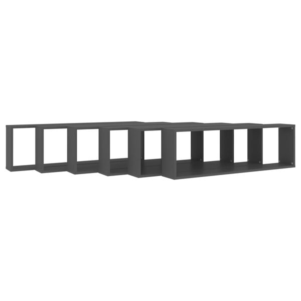 vidaXL Vegghyller kubeformet 6 stk gr&aring; 100x15x30 cm konstruert tre