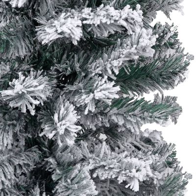 vidaXL Slankt forhåndsbelyst juletre kuler og flokket snø grønn 120 cm