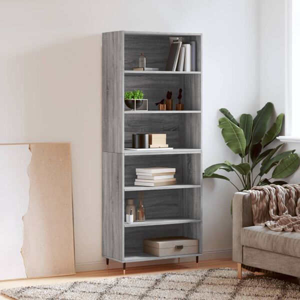 vidaXL Highboard gr&aring; sonoma 69,5x32,5x180 cm konstruert tre