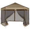 vidaXL Popup telt med sidevegger sekskantet 3,6x3,1 m gr&aring;brun 220g/m&sup2;