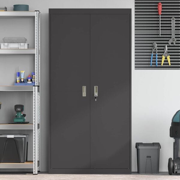 vidaXL Oppbevaringsskap 2 pcs Svart 90 x 40 x 180 cm Kaldvalsget St&aring;l