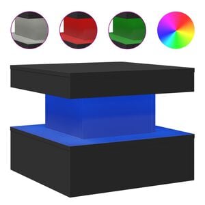 vidaXL Salongbord med LED-lys svart 50x50x40 cm