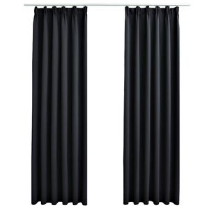 vidaXL Lystette gardiner med kroker 2 stk svart 140x225 cm
