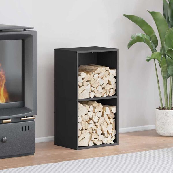 vidaXL Vedstativ svart 40x30x75 cm kaldvalset st&aring;l