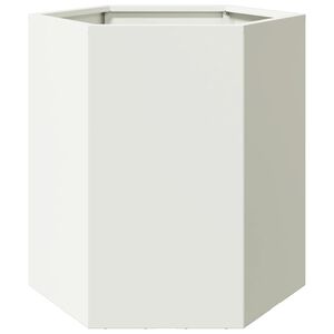 vidaXL Plantekasse hvit sekskantet 46x40x45 cm st&aring;l