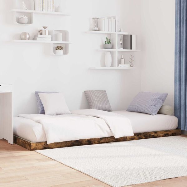 vidaXL Gulvbedramme R&oslash;kt eik 90 x 200 cm Konstruert tre