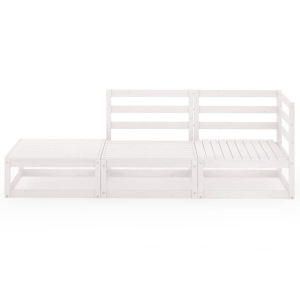 vidaXL Hagesofagruppe 3 deler hvit heltre furu