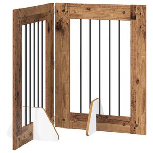 vidaXL Foldbar hundegitter med stativer 2 stk. Gammelt tre 120,5 cm