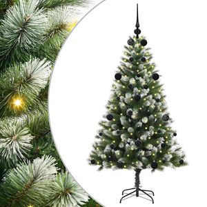vidaXL Kunstig Hengslet Juletre med Flocket Sn&oslash; 150 LED-lys Varmhvit
