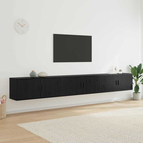 vidaXL Veggmontert TV-hylle sett 3 pcs Svart Eik 100 x 34,5 x 40 cm