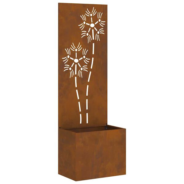 vidaXL Hageprivat skjerm Blomster Rusten 50 x 140 cm Cortenst&aring;l