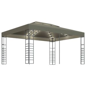vidaXL Paviljong med LED-lysslynge 3x4 m gr&aring;brun