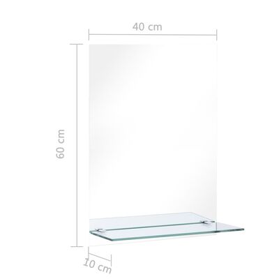 vidaXL Veggspeil med hylle 40x60 cm herdet glass
