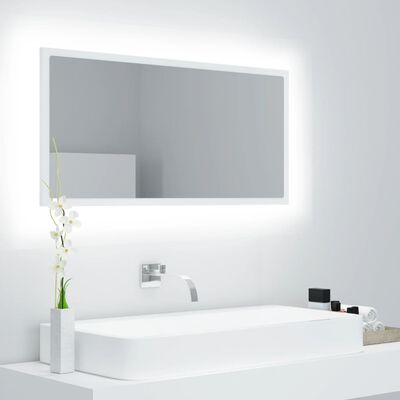vidaXL Baderomsspeil LED hvit 90x8,5x37 cm akryl