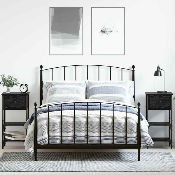 vidaXL Nattbordskap med skuff 2 pcs Svart Eik 33,5 x 36 x 70 cm